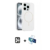 MARSİLYAN™- iPhone 16 Pro Max Kılıf Yankı Form Serisi - Siyah 3D Antistatik Seramik Nano Ekran Koruyucu + PVD Metal Kamera Lens - GS