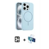 MARSİLYAN™- iPhone 16 Pro Max Kılıf Yankı Form Serisi - Siyah 3D Antistatik Seramik Nano Ekran Koruyucu + PVD Metal Kamera Lens - GS