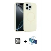 MARSİLYAN™- iPhone 16 Pro Max Kılıf Yankı Form Serisi - Siyah 3D Antistatik Seramik Nano Ekran Koruyucu + PVD Metal Kamera Lens - GS