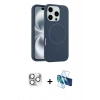 MARSİLYAN™- iPhone 16 Pro Max Kılıf Yankı Form Serisi - Siyah 3D Antistatik Seramik Nano Ekran Koruyucu + Pers Alüminyum Kamera Lens - GS