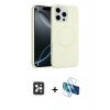 MARSİLYAN™- iPhone 16 Pro Max Kılıf Yankı Form Serisi - Siyah 3D Antistatik Seramik Nano Ekran Koruyucu + Siyah PVD Metal Kamera Lens