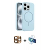 MARSİLYAN™- iPhone 16 Pro Max Kılıf Yankı Form Serisi - Siyah 3D Antistatik Seramik Nano Ekran Koruyucu + Pers Alüminyum Kamera Lens - CLTM