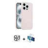 MARSİLYAN™- iPhone 16 Pro Max Kılıf Yankı Form Serisi - Siyah 3D Antistatik Seramik Nano Ekran Koruyucu + Gri Pers Alüminyum Kamera Lens
