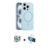 MARSİLYAN™- iPhone 16 Pro Max Kılıf Yankı Form Serisi - Siyah 3D Antistatik Seramik Nano Ekran Koruyucu + Gri Pers Alüminyum Kamera Lens