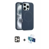 MARSİLYAN™- iPhone 16 Pro Max Kılıf Yankı Form Serisi - Siyah 3D Antistatik Seramik Nano Ekran Koruyucu + PVD Metal Kamera Lens - GD