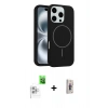 MARSİLYAN™- iPhone 16 Pro Max Kılıf Yankı Form Serisi - Siyah Bilvis 3D Cam Ekran Koruyucu + Raze Metal Kamera Lens - BZ