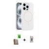 MARSİLYAN™- iPhone 16 Pro Max Kılıf Yankı Form Serisi - Siyah Bilvis 3D Cam Ekran Koruyucu + Raze Metal Kamera Lens - CLTM