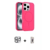 MARSİLYAN™- iPhone 16 Pro Max Kılıf Yankı Form Serisi - Siyah Bilvis 3D Cam Ekran Koruyucu + Pers Alüminyum Kamera Lens - GI