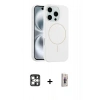 MARSİLYAN™- iPhone 16 Pro Max Kılıf Yankı Form Serisi - Siyah Bilvis 3D Cam Ekran Koruyucu + PVD Metal Kamera Lens - GS