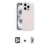MARSİLYAN™- iPhone 16 Pro Max Kılıf Yankı Form Serisi - Siyah Bilvis 3D Cam Ekran Koruyucu + PVD Metal Kamera Lens - GS