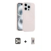 MARSİLYAN™- iPhone 16 Pro Max Kılıf Yankı Form Serisi - Siyah Bilvis 3D Cam Ekran Koruyucu + PVD Metal Kamera Lens - GD