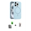 MARSİLYAN™- iPhone 16 Pro Max Kılıf Yankı Form Serisi - Siyah Bilvis 3D Cam Ekran Koruyucu + Raze Metal Kamera Lens - SH
