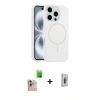 MARSİLYAN™- iPhone 16 Pro Max Kılıf Yankı Form Serisi - Siyah Bilvis 3D Cam Ekran Koruyucu + Raze Metal Kamera Lens - NLGY