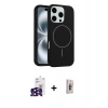 MARSİLYAN™- iPhone 16 Pro Max Kılıf Yankı Form Serisi - Siyah Bilvis 3D Cam Ekran Koruyucu + Siyah Bilvis Titan Kamera Lens