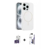 MARSİLYAN™- iPhone 16 Pro Max Kılıf Yankı Form Serisi - Siyah Bilvis 3X AR Hayalet Cam Ekran Koruyucu + Bilvis Titan Kamera Lens - TMGI