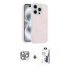 MARSİLYAN™- iPhone 16 Pro Max Kılıf Yankı Form Serisi - Siyah Bilvis 3X AR Hayalet Cam Ekran Koruyucu + Pers Alüminyum Kamera Lens - GI