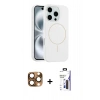 MARSİLYAN™- iPhone 16 Pro Max Kılıf Yankı Form Serisi - Siyah Bilvis 3X AR Hayalet Cam Ekran Koruyucu + Pers Alüminyum Kamera Lens - CLTM