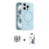 MARSİLYAN™- iPhone 16 Pro Max Kılıf Yankı Form Serisi - Siyah Bilvis 3X AR Hayalet Cam Ekran Koruyucu + Pers Alüminyum Kamera Lens - GI