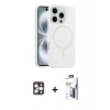 MARSİLYAN™- iPhone 16 Pro Max Kılıf Yankı Form Serisi - Siyah Bilvis 3X AR Hayalet Cam Ekran Koruyucu + PVD Metal Kamera Lens - GD