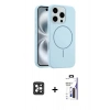 MARSİLYAN™- iPhone 16 Pro Max Kılıf Yankı Form Serisi - Siyah Bilvis 3X AR Hayalet Cam Ekran Koruyucu + PVD Metal Kamera Lens - SH