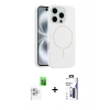 MARSİLYAN™- iPhone 16 Pro Max Kılıf Yankı Form Serisi - Siyah Bilvis 3X AR Hayalet Cam Ekran Koruyucu + Raze Metal Kamera Lens - BZ