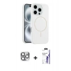MARSİLYAN™- iPhone 16 Pro Max Kılıf Yankı Form Serisi - Siyah Bilvis 3X AR HD Cam Ekran Koruyucu + Pers Alüminyum Kamera Lens - GI