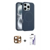 MARSİLYAN™- iPhone 16 Pro Max Kılıf Yankı Form Serisi - Siyah Bilvis 3X AR HD Cam Ekran Koruyucu + Pers Alüminyum Kamera Lens - CLTM