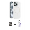 MARSİLYAN™- iPhone 16 Pro Max Kılıf Yankı Form Serisi - Siyah Bilvis 3X AR HD Cam Ekran Koruyucu + PVD Metal Kamera Lens - GD