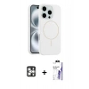 MARSİLYAN™- iPhone 16 Pro Max Kılıf Yankı Form Serisi - Siyah Bilvis 3X AR HD Cam Ekran Koruyucu + PVD Metal Kamera Lens - GS