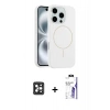 MARSİLYAN™- iPhone 16 Pro Max Kılıf Yankı Form Serisi - Siyah Bilvis 3X AR HD Cam Ekran Koruyucu + PVD Metal Kamera Lens - SH