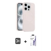 MARSİLYAN™- iPhone 16 Pro Max Kılıf Yankı Form Serisi - Siyah Bilvis 3X AR HD Cam Ekran Koruyucu + PVD Metal Kamera Lens - SH