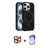 MARSİLYAN™- iPhone 16 Pro Max Kılıf Yankı Form Serisi - Siyah Bilvis 5in1 3D Magic Cam Ekran Koruyucu + Pers Alüminyum Kamera Lens - CLTM