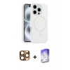 MARSİLYAN™- iPhone 16 Pro Max Kılıf Yankı Form Serisi - Siyah Bilvis 5in1 3D Magic Cam Ekran Koruyucu + Pers Alüminyum Kamera Lens - CLTM