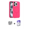MARSİLYAN™- iPhone 16 Pro Max Kılıf Yankı Form Serisi - Siyah Bilvis 5in1 3D Magic Cam Ekran Koruyucu + Gri Pers Alüminyum Kamera Lens
