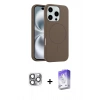 MARSİLYAN™- iPhone 16 Pro Max Kılıf Yankı Form Serisi - Siyah Bilvis 5in1 3D Magic Cam Ekran Koruyucu + Gri Pers Alüminyum Kamera Lens