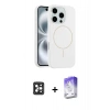 MARSİLYAN™- iPhone 16 Pro Max Kılıf Yankı Form Serisi - Siyah Bilvis 5in1 3D Magic Cam Ekran Koruyucu + PVD Metal Kamera Lens - SH