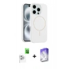 MARSİLYAN™- iPhone 16 Pro Max Kılıf Yankı Form Serisi - Siyah Bilvis 5in1 3D Magic Cam Ekran Koruyucu + Raze Metal Kamera Lens - BZ