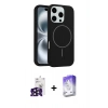 MARSİLYAN™- iPhone 16 Pro Max Kılıf Yankı Form Serisi - Siyah Bilvis 5in1 3D Magic Cam Ekran Koruyucu + Bilvis Titan Kamera Lens - SH