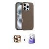 MARSİLYAN™- iPhone 16 Pro Max Kılıf Yankı Form Serisi - Siyah Bilvis 5in1 5D Magic Hayalet Cam Ekran Koruyucu + Pers Alüminyum Kamera Lens - CLTM