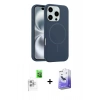 MARSİLYAN™- iPhone 16 Pro Max Kılıf Yankı Form Serisi - Siyah Bilvis 5in1 5D Magic Hayalet Cam Ekran Koruyucu + Raze Metal Kamera Lens - BZ