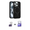 MARSİLYAN™- iPhone 16 Pro Max Kılıf Yankı Form Serisi - Siyah Bilvis 5in1 5D Magic Hayalet Cam Ekran Koruyucu + Titanyum Gri Bilvis Titan Kamera Lens