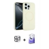 MARSİLYAN™- iPhone 16 Pro Max Kılıf Yankı Form Serisi - Siyah Bilvis 5in1 5D Magic Hayalet Cam Ekran Koruyucu + Pers Alüminyum Kamera Lens - GI