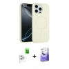 MARSİLYAN™- iPhone 16 Pro Max Kılıf Yankı Form Serisi - Siyah Bilvis 5in1 5D Magic Hayalet Cam Ekran Koruyucu + Raze Metal Kamera Lens - BZ
