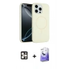 MARSİLYAN™- iPhone 16 Pro Max Kılıf Yankı Form Serisi - Siyah Bilvis 5in1 5D Magic Hayalet Cam Ekran Koruyucu + PVD Metal Kamera Lens - GD