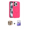 MARSİLYAN™- iPhone 16 Pro Max Kılıf Yankı Form Serisi - Siyah Bilvis 5in1 5D Magic Hayalet Cam Ekran Koruyucu + Pers Alüminyum Kamera Lens - CLTM