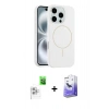 MARSİLYAN™- iPhone 16 Pro Max Kılıf Yankı Form Serisi - Siyah Bilvis 5in1 5D Magic Hayalet Cam Ekran Koruyucu + Raze Metal Kamera Lens - BZ
