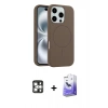 MARSİLYAN™- iPhone 16 Pro Max Kılıf Yankı Form Serisi - Siyah Bilvis 5in1 5D Magic Hayalet Cam Ekran Koruyucu + PVD Metal Kamera Lens - GS