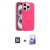 MARSİLYAN™- iPhone 16 Pro Max Kılıf Yankı Form Serisi - Siyah Bilvis 5in1 5D Magic Hayalet Cam Ekran Koruyucu + PVD Metal Kamera Lens - SH