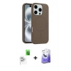 MARSİLYAN™- iPhone 16 Pro Max Kılıf Yankı Form Serisi - Siyah Bilvis 5in1 5D Magic Hayalet Cam Ekran Koruyucu + Raze Metal Kamera Lens - BZ