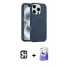 MARSİLYAN™- iPhone 16 Pro Max Kılıf Yankı Form Serisi - Siyah Bilvis 5in1 5D Magic Hayalet Cam Ekran Koruyucu + PVD Metal Kamera Lens - GS